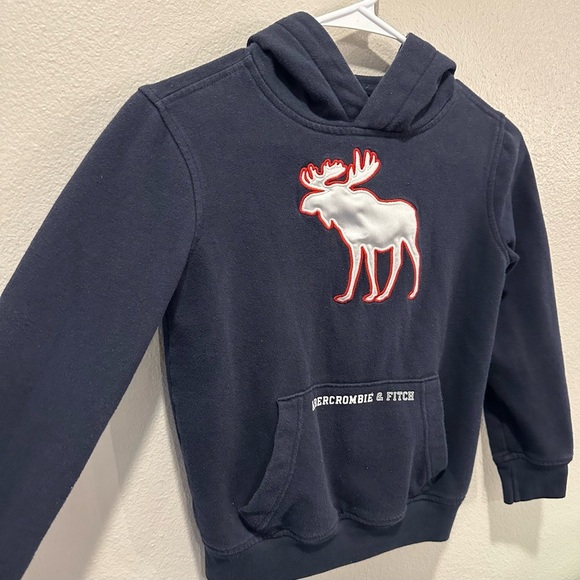 Abercrombie & Fitch Kids Navy Hoodie with Moose Logo Youth 7/8 - Picture 2 of 5